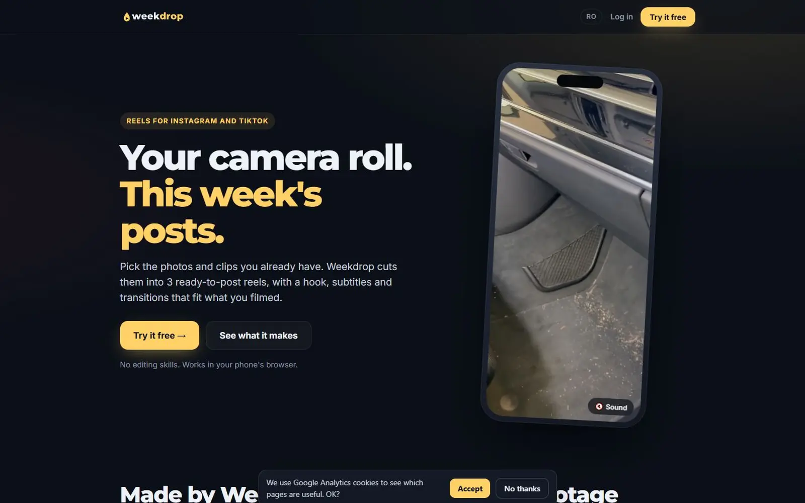 Screenshot of Weekdrop.app